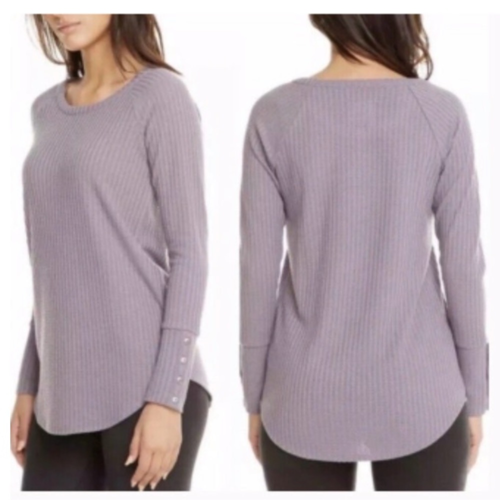 CHASER Lavender Waffle Knit Top